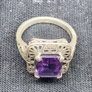 Art deco sterling silver with amethyst ring